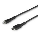 StarTech.com RUSBCLTMM1MB USB 2.0 - 480Mbps USB-C to Lightning Cable - 1m - Black Durable - Black - Heavy Duty - Rugged Aramid Fiber - USB Type C to Lightning Charger - Sync Power Cord - Apple MFi Certified - iPad - iPhone 12