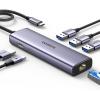 UGREEN USB-C 6-in-1 Hub - USB-C to Ethernet Adapter with 4K HDMI, 100W Power Delivery, 3 USB 3.0, Compatible with MacBook, iPad Pro, Dell, HP, Surface, Chromebook Mac Mini 2023. UGREEN USB-C 6-in-1 Hub - USB-C to Ethernet Adapter with 4K HDMI, 100W Power Delivery, 3 USB 3.0, Compatible with MacBook, iPad Pro, Dell, HP, Surface, Chromebook Mac Mini 2023.