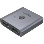 Unitek V1127A 4K HDMI 2.0 Bi-directional Switch with Two-way usage: 2 In 1 Out / 1 In 2 Out - Aluminium housing - Supports up to 4K 60Hz Ultra-HD - LED Indicator - Plug & Play