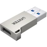 Unitek A1034NI USB3.1 Type-A Male to Type-C Female Adaptor - Color: Silver - USB-A To USB-C Zinc Adapter, designed for data transfer and charging over a laptop, iPad Pro, tablet and smartphone