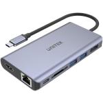 Unitek D1056A 7-in-1 USB3.1 Multi-Port Hub with USB-C Connector - Includes 1xHDMI Port, 1xDisplayPort, 2xUSB-A Port, 1x RJ45 Gig Port, 1x Card Reader & USB-C PD 100W - Space Grey Colour