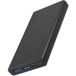Promate BOLT-10.BLK  10000mAh Smart Charging     Power Bank with Dual USB Output. USB-C & Micro-USB Inputs. Compatible with All Smart Phones & Tablets. Automatic Voltage Regulation. Black Colour.