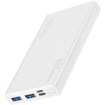 Promate BOLT-10.WHT  10000mAh Smart Charging     Power Bank with Dual USB Output. USB-C & Micro-USB Inputs. Compatible with All Smart Phones & Tablets. Automatic Voltage Regulation. White Colour.