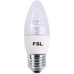 FSL LED Bulb FSLC38-5-E27-CW Daylight Cool White 6500K - 500lm Non-Dimmable Wattage EquivalentClassificationLumenCRIIntend UseDimmableNominal LifetimeBeam AngleWarrantyInput VoltageDimensonOperating TempFSLC38-5-E27-CWC38 E276500K Cool Whit