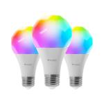 Nanoleaf Essentials WiFi LED RGB Smart Light Bulb , E27, (3 Pack) maximum luminous flux of 1100lm, 9W RGB , Colour adjustable and Dimmable Remote Control Enabled