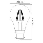 SAL LED LAMP A60 GLS 4W CW B22 DIMMABLE 550 Lumens 240VAC 80CRI Filament 105mm L x60mm Dia CLR Sunny Australia Lighting LED Lamp