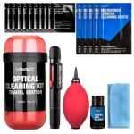 VSGO DKL-15 Travel Edition DSL Camera Lens Cleaning Kits (Red) Lens Cleaner, Lens Pen, Microfiber Lens Cleaning Cloth, Air Blower, Wet Wipe, Suede Screen Cloth and Waterproof Bottle Container