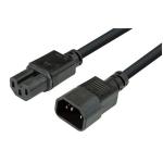 Dynamix C-POWERCX15-1 10A IEC C14 to Notched C15 Power Extension Cord - 1m - Black 1.0mm Copper Core - SAA Approved