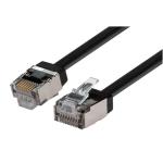 DYNAMIX 1m Cat6A S/FTP Black Ultra-Slim Shielded 10G Patch Lead (34AWG) with RJ45 Gold Plated Connectors. Supports PoE IEEE 802.3af (15.4W) & at (30W)