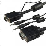 Dynamix C-VABK-MM5 5M VGA Male/Male Cable with 3.5mm Male/Male Audio Lead. BLACK Colour, Coaxial Shielded