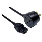 Dynamix C-POWERCT12 1.2M 3 Pin TAPON Ended Plug to IEC Female Connector 10A. SAA Approved Power Cord. BLACK Colour.