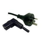 Dynamix C-POWERCR3 10A 3 Pin Plug to Right Angled IEC C13 Power Cord - 3m - Black SAA Approved - AS/NZS 3112