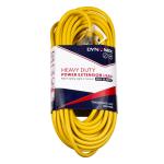 Dynamix PEXT-HD20 20m Heavy Duty Power Extension Lead - Yellow (3 Core 1.0mm) 240v - Power-On LED in Clear Moulded Plastic 10A Plug - Indoor & Outdoor