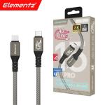 elementz N15-Pro USB4 - 240W USB-C Cable - 1.2m - Titanium 8K 60Hz - 40Gbps