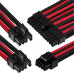 GGPC Gaming PC Braided Extension Cable Kit,(Red and Black, 40cm) Includes 1 x 20+4 Pin, 2 x 6+2 Pin, 1 x 4+4 Pin Cables