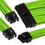 GGPC Gaming PC Braided Cable Kit Pack, (Green, 40cm) Includes 1x 20+4 Pin, 2x 6+2 Pin, 1x 4+4 Pin Cables