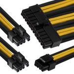 GGPC Gaming PC Braided Extension Cable Kit, (Yellow and Black, 40cm) Includes 1 x 20+4 Pin, 2 x 6+2 Pin, 1 x 4+4 Pin Cables
