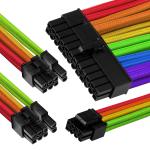 GGPC Gaming PC Braided Extension Cable Kit, (Rainbow, 40cm) Includes 1 x 20+4 Pin, 2 x 6+2 Pin, 1 x 4+4 Pin Cables