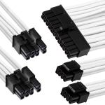 GGPC Gaming PC Braided Cable Kit Pack, (White, 40cm), Set of 5 Cables. Includes 1 x 20+4 Pin, 2 x 6+2 Pin, 2 x 4+4 Pin Extension Cables