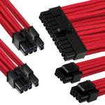 GGPC Gaming PC Braided Cable Kit Pack, (Red, 40cm), Set of 5 Cables. Includes 1 x 20+4 Pin, 2 x 6+2 Pin, 2 x 4+4 Pin Extension Cables
