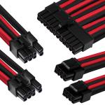 GGPC Gaming PC Braided Cable Kit Pack, (Red & Black, 40cm), Set of 5 Cables. Includes 1 x 20+4 Pin, 2 x 6+2 Pin, 2 x 4+4 Pin Cables