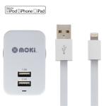 Moki SynCharge ACC-MUSBLW Lightning Cable + Wall Charger - White