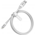 OtterBox 1M Premium Lightning to USB - Cloud White, Ultra-rugged & Super Cable tough, Braided nylon, Premium construction with an anodized aluminum finish,