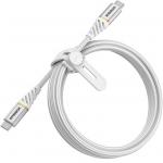 OtterBox 1M Premium USB-C to USB-C - Cloud White, Rugged, Braided nylon, Fast Charge Cable Premium construction with an anodized aluminum finish,Supports USB Power Delivery fast charging technology