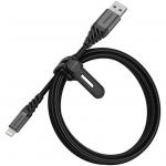 OtterBox 1M Premium Lightning to USB - Dark Ash Black, Ultra-rugged & Super Cable tough, Braided nylon, Premium construction with an anodized aluminum finish