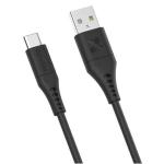Promate POWERLINK-AC200B 3A - 480Mbps USB-A to USB-C Cable - 2m - Black Soft Silicone - Tangle Resistant - 25000+ Bend Lifespan - Data & Charge