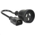 Generic CM1CN030 IEC C14 10A plug to 10A 3 pin socket on 0.3m1mm2 black lead