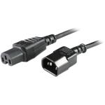 RackPower CM1CH050 10A C14 to C15 Cable - 50cm - Black 120C High Temp Socket - 1mm2 - Rubber