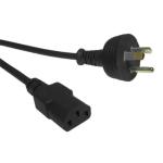 RackPower CM0NC100-PRE 10A 3-Pin to C13 Cable - 1m - Black Round Earth Plug - 0.75mm2 - PVC