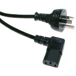 RackPower CM0NC100-SL 10A 3-Pin to C13 Cable - 1m - Black Left-Hand Angled Socket - 0.75mm2 - PVC