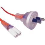 RackPower CM0NF200M 10A 2-Pin to C7 Cable - 2m - Orange Clear Plug - Clear Socket - 0.75mm2 - PVC