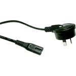 RackPower CM0NF200-PS 10A 2-Pin to C7 Cable - 2m - Black Side Entry Plug - Figure 8 Socket - 0.75mm2 - PVC