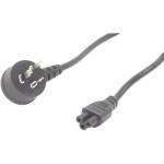 RackPower CM0NL100-PS 10A 3-Pin to C5 Cable - 1m - Black Side Entry Plug - Clover Socket - 0.75mm2 - PVC