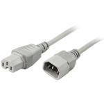 RackPower CM1CH200GY 10A C14 to C15 Cable - 2m - Grey 120C High Temp Socket - 1mm2 - Rubber