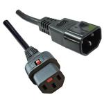 IEC-Lock IEC C14 to C13 Power Cable - 2m - Black 10A - IEC-Lock - 1mm2