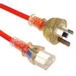 RackPower CM1NC200M 10A 3-Pin to C13 Cable - 2m - Orange Clear Plug - Clear Socket - 1mm2 - PVC