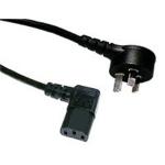 RackPower CM1NC200-PSSL 10A 3-Pin to C13 Cable - 2m - Black Side Entry Plug - Left-Hand Angled Socket - 1mm2 - PVC