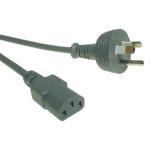 RackPower CM1NC300G-PRE 10A 3-Pin to C13 Cable - 3m - Ash Grey Round Earth Plug - 1mm2 - PVC