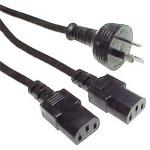 RackPower CM1NCC100 10A - 2x C13 Power Splitter Cable - 1m - Black 0.5m to Each Socket - 1mm2 - PVC