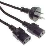 RackPower CM1NCC300 10A - 2x C13 Power Splitter Cable - 3m - Black 1mm2 - PVC