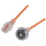 IEC-Lock AU 3 Pin to IEC C13 Power Cable - 1m - Orange 10A - IEC-Lock - 1mm2 - Clear Plug