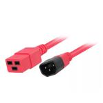 RackPower CM2CC100R-12 10A - 16A C19 C14 to C19 Cable - 1m - Red 1.5mm2 - PVC