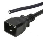 RackPower CM2CX100 16A C20 to Bare End Cable - 1m - Black 1.5mm2 - PVC