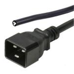 RackPower CM2CX200 16A C20 to Bare End Cable - 2m - Black 1.5mm2 - PVC
