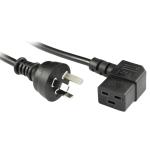 RackPower CM2NC200-SR12 10A - 16A C19 3-Pin to C19 Cable - 2m - Black Right-Hand Angled Socket - 1.5mm2 - PVC