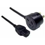 RackPower CM2NN1000-PTP11 10A 3-Pin to 3-Pin Socket Cable - 10m - Black Tapon Plug - 1.5mm2 - PVC